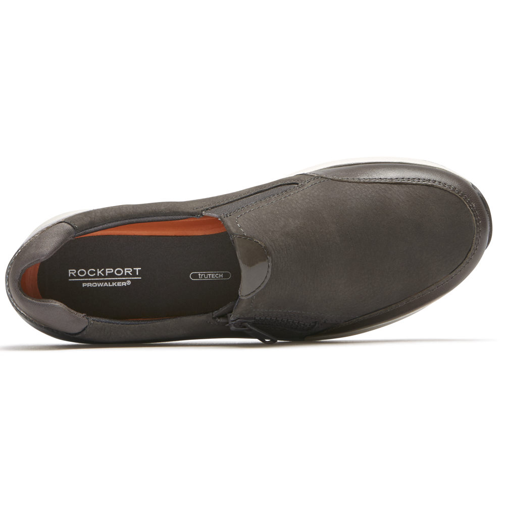 Slip-Ons Rockport Mujer Mexico - Trustride Side Cremallera Grises Oscuro - LWYJG5678